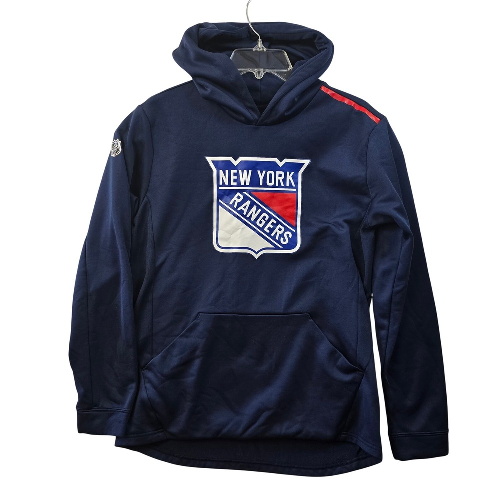 NHL New York Rangers Navy Blue Pullover‎ Hoodie Sweatshirt Youth Large L Mens S